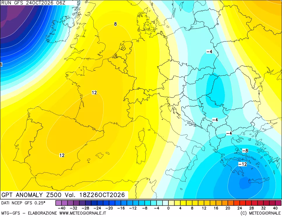 mappa 500 hPa GPT Anomaly vs Cli.No 1981-2010