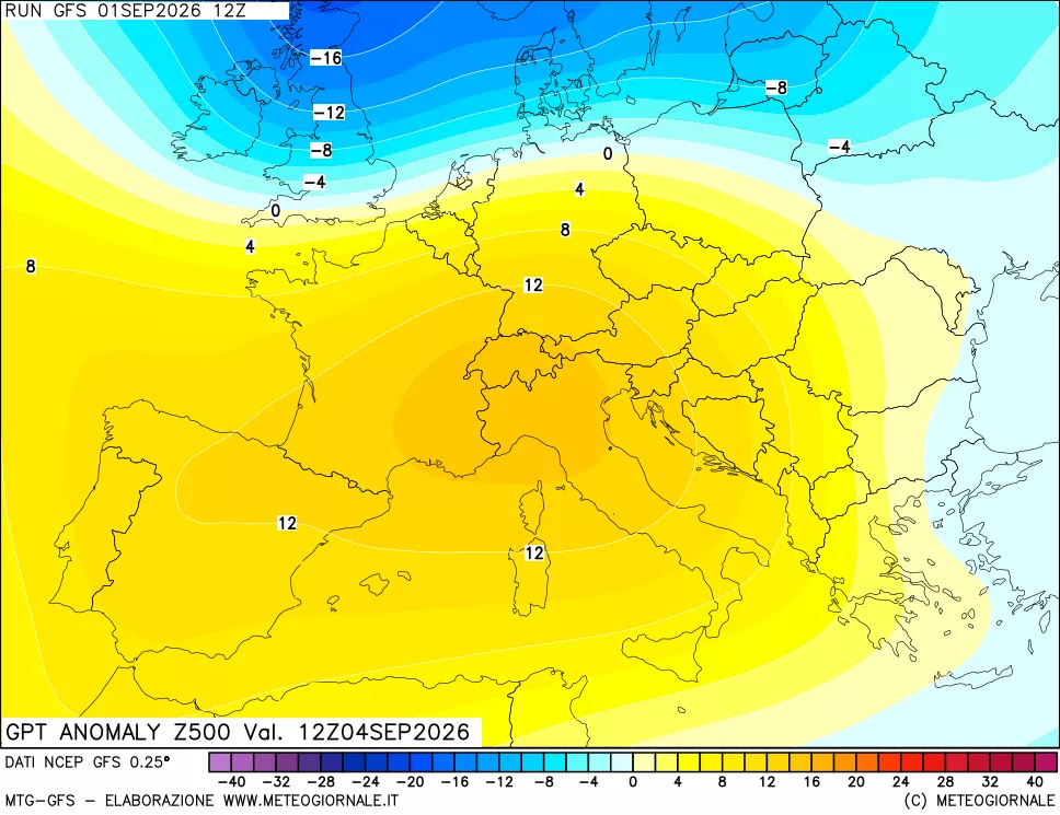 mappa 500 hPa GPT Anomaly vs Cli.No 1981-2010