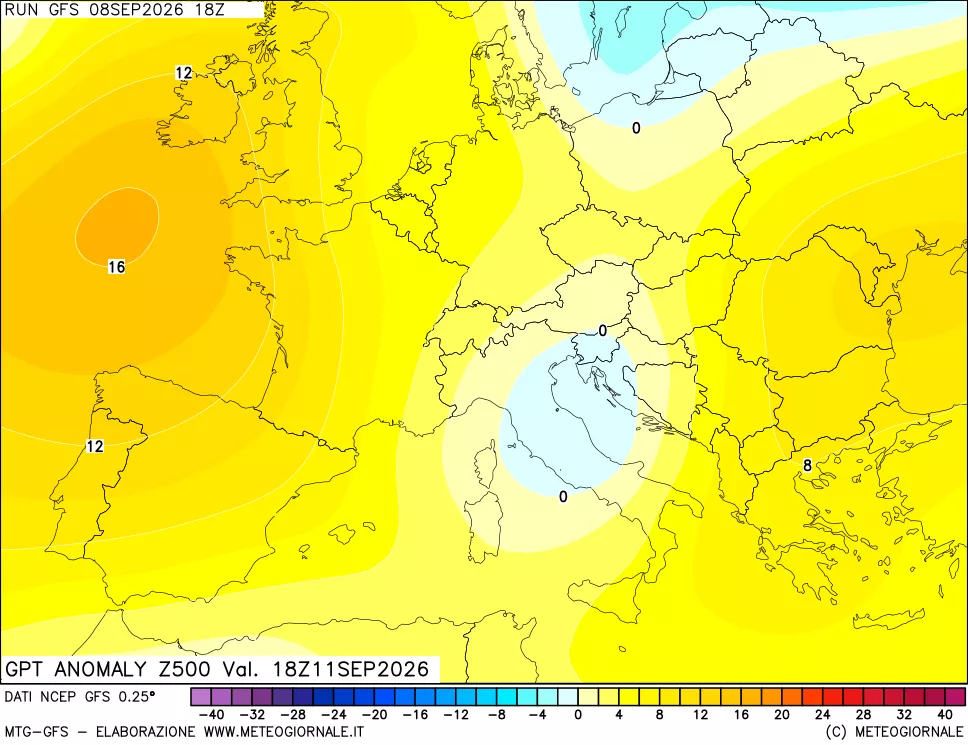 mappa 500 hPa GPT Anomaly vs Cli.No 1981-2010