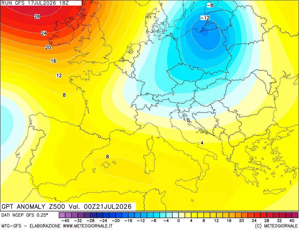 mappa 500 hPa GPT Anomaly vs Cli.No 1981-2010