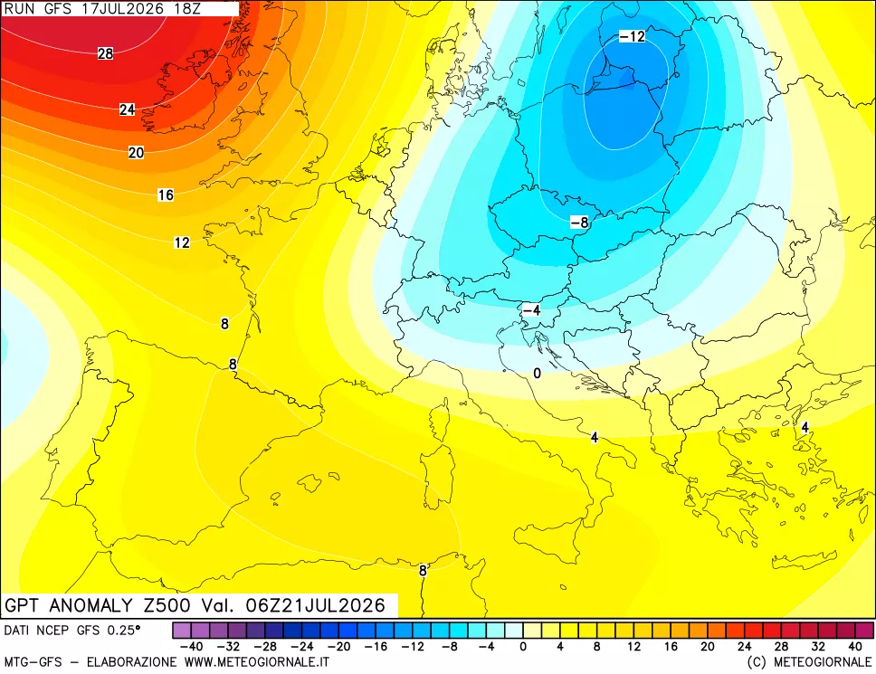 mappa 500 hPa GPT Anomaly vs Cli.No 1981-2010
