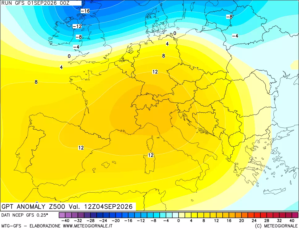 mappa 500 hPa GPT Anomaly vs Cli.No 1981-2010