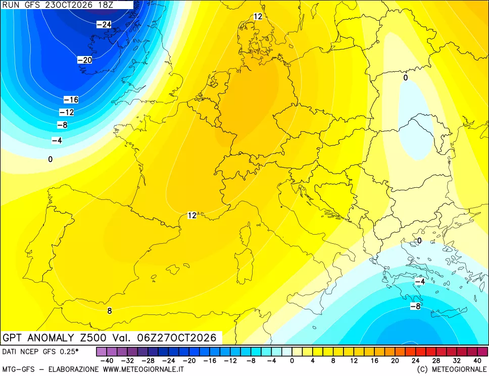 mappa 500 hPa GPT Anomaly vs Cli.No 1981-2010