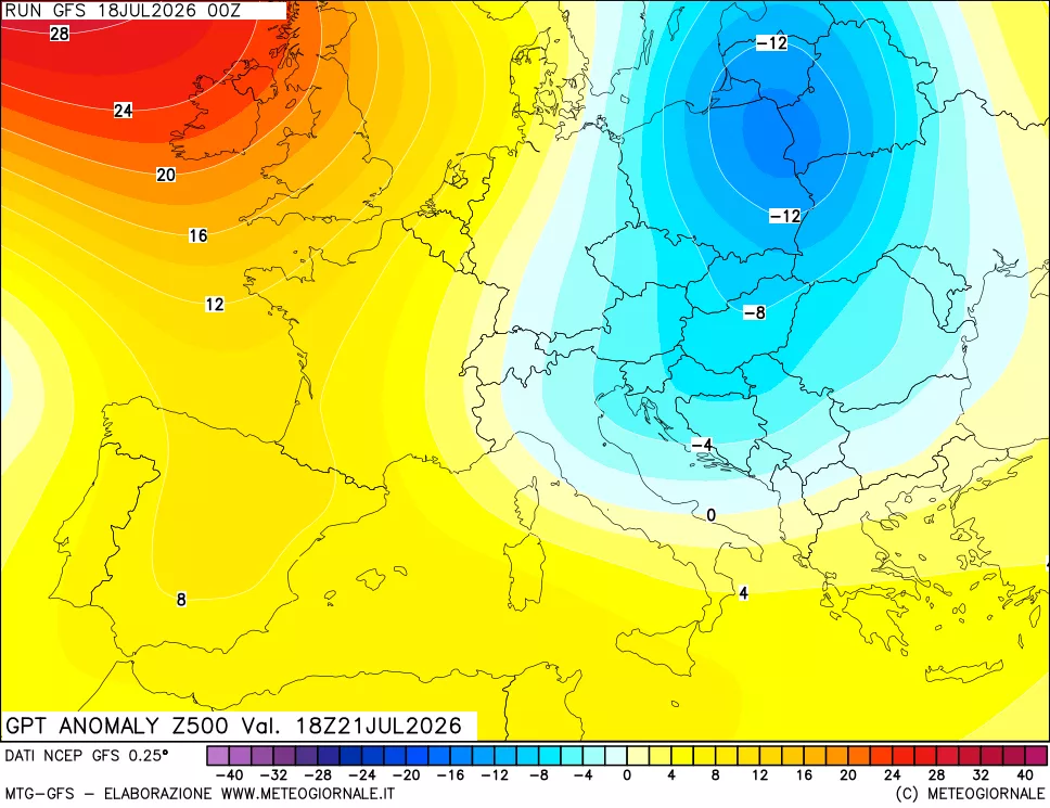 mappa 500 hPa GPT Anomaly vs Cli.No 1981-2010