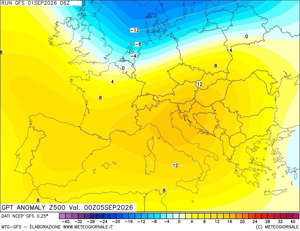 mappa 500 hPa GPT Anomaly vs Cli.No 1981-2010