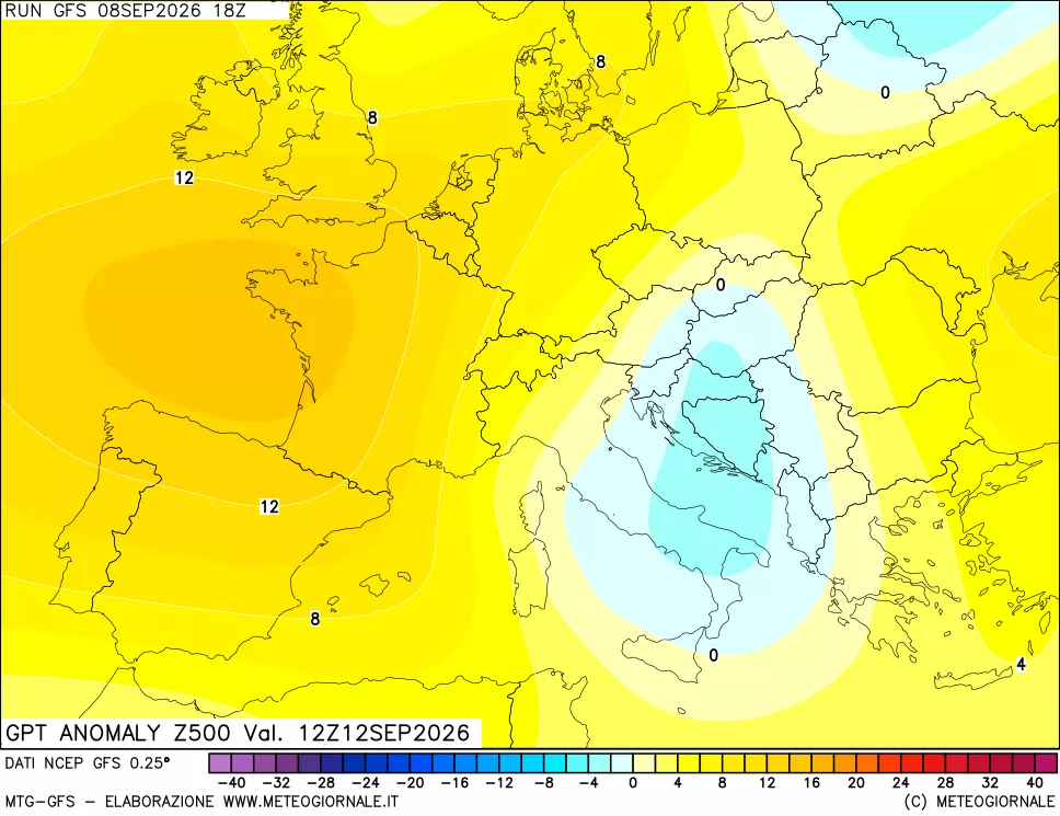 mappa 500 hPa GPT Anomaly vs Cli.No 1981-2010