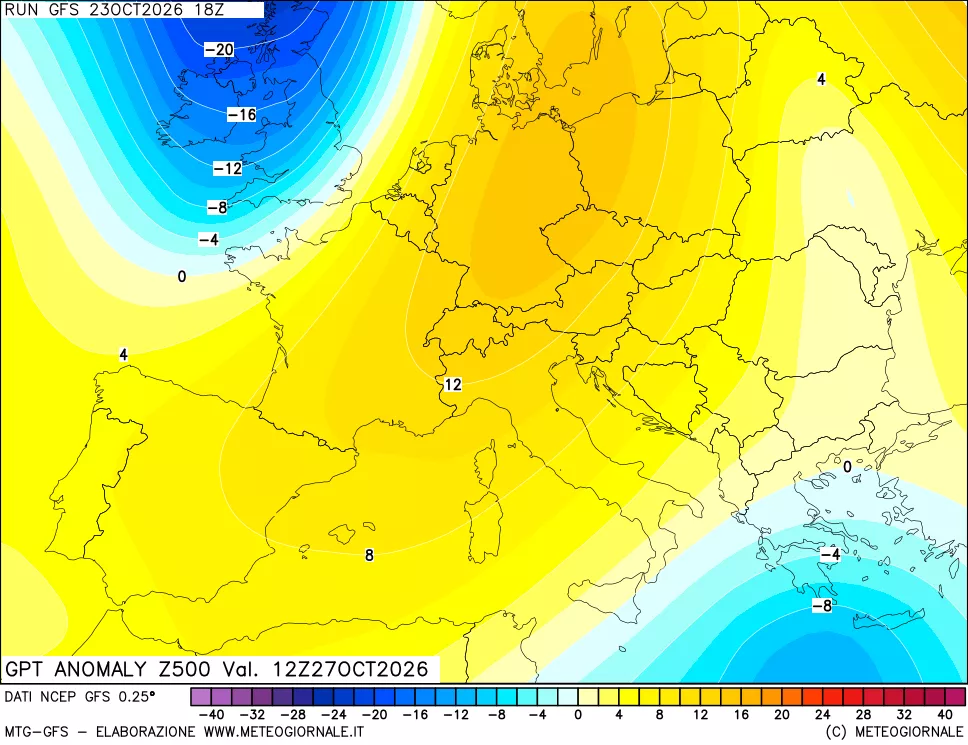 mappa 500 hPa GPT Anomaly vs Cli.No 1981-2010