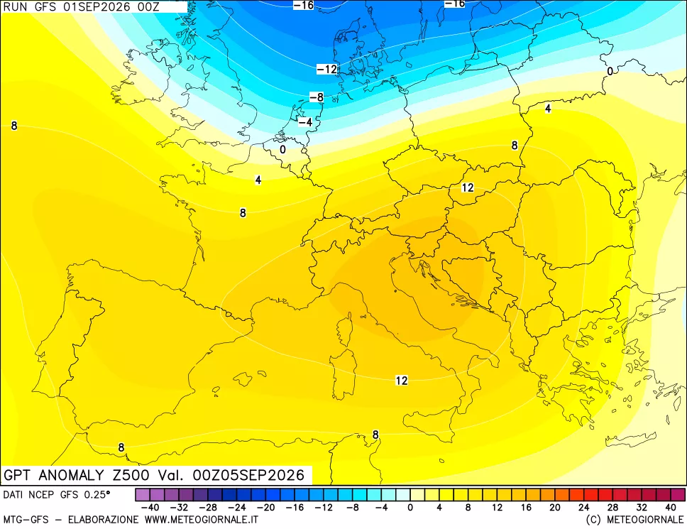 mappa 500 hPa GPT Anomaly vs Cli.No 1981-2010