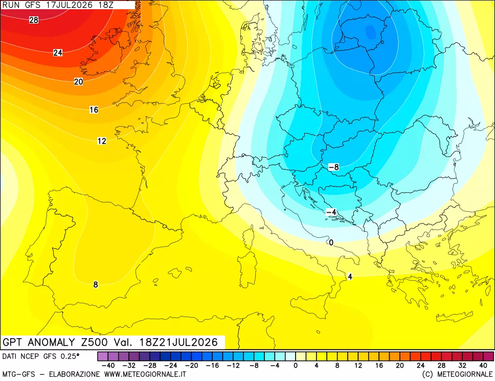 mappa 500 hPa GPT Anomaly vs Cli.No 1981-2010