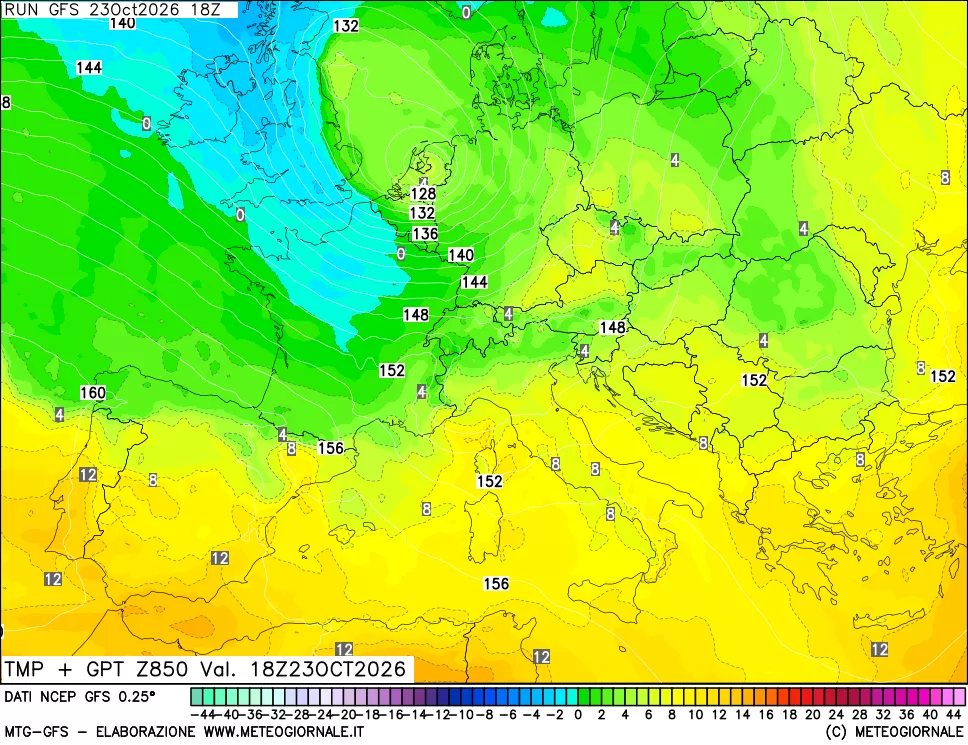 mappa 850 hPa Temp + GPT