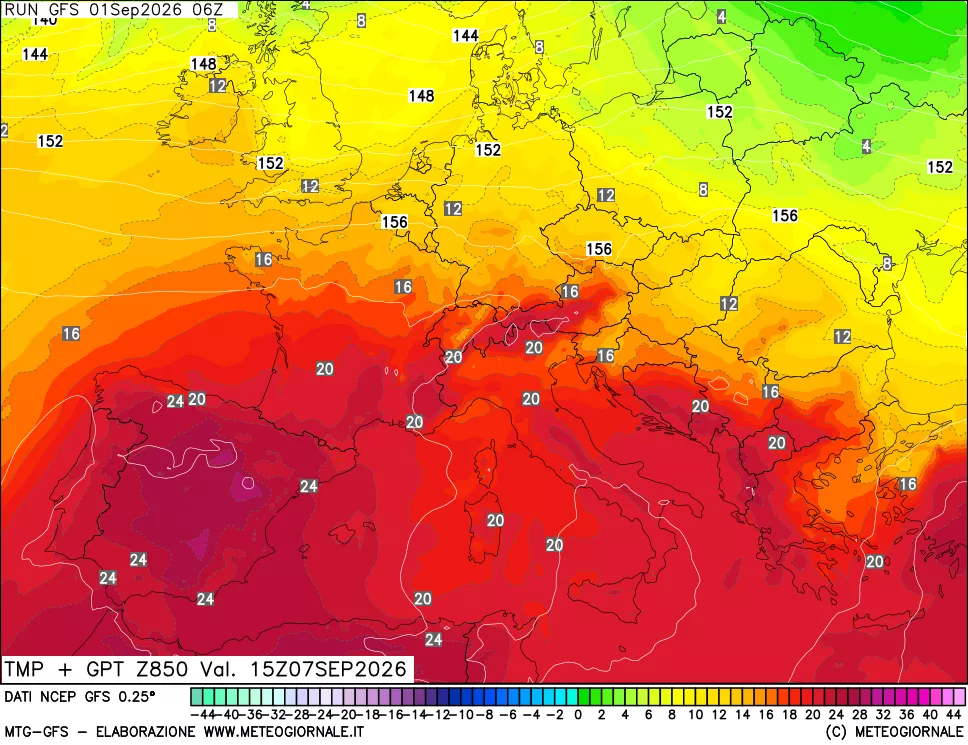 mappa 850 hPa Temp + GPT