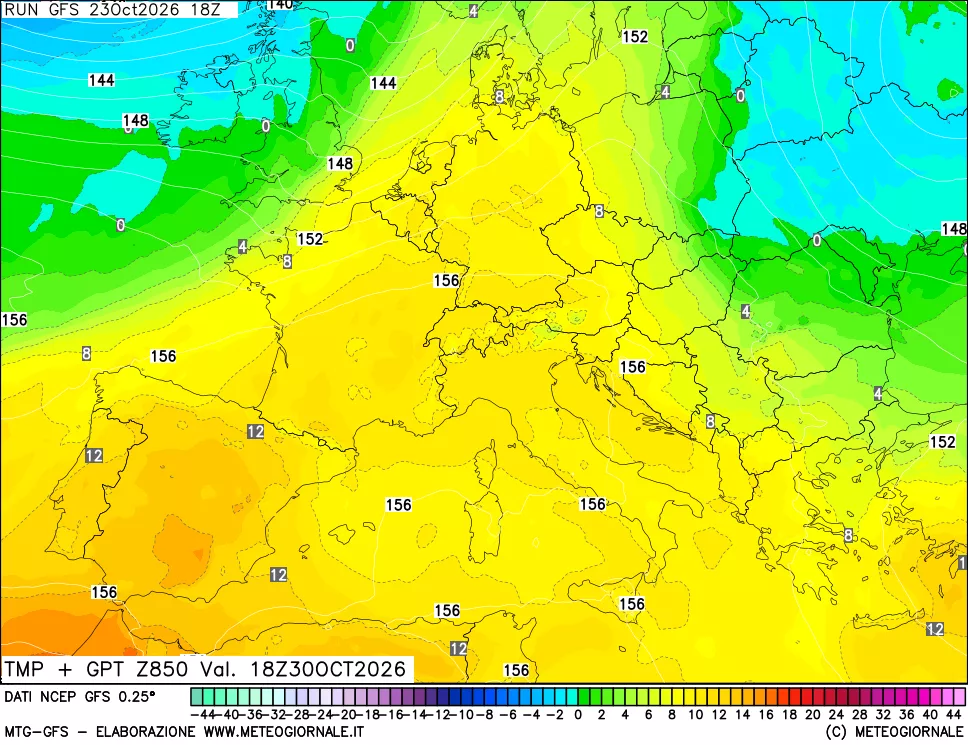 mappa 850 hPa Temp + GPT