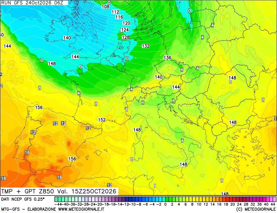 mappa 850 hPa Temp + GPT
