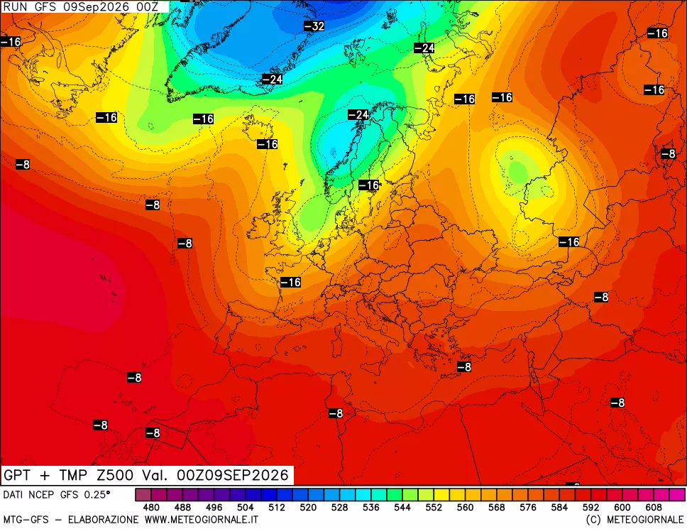 mappa 500 hPa GPT + Temp