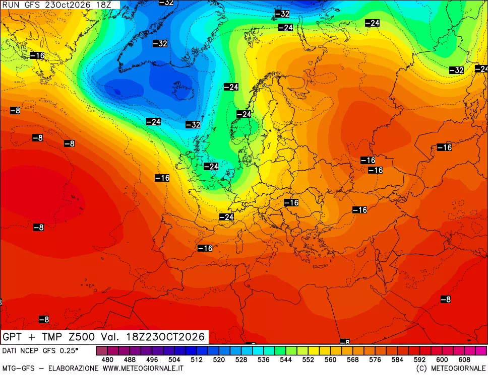 mappa 500 hPa GPT + Temp