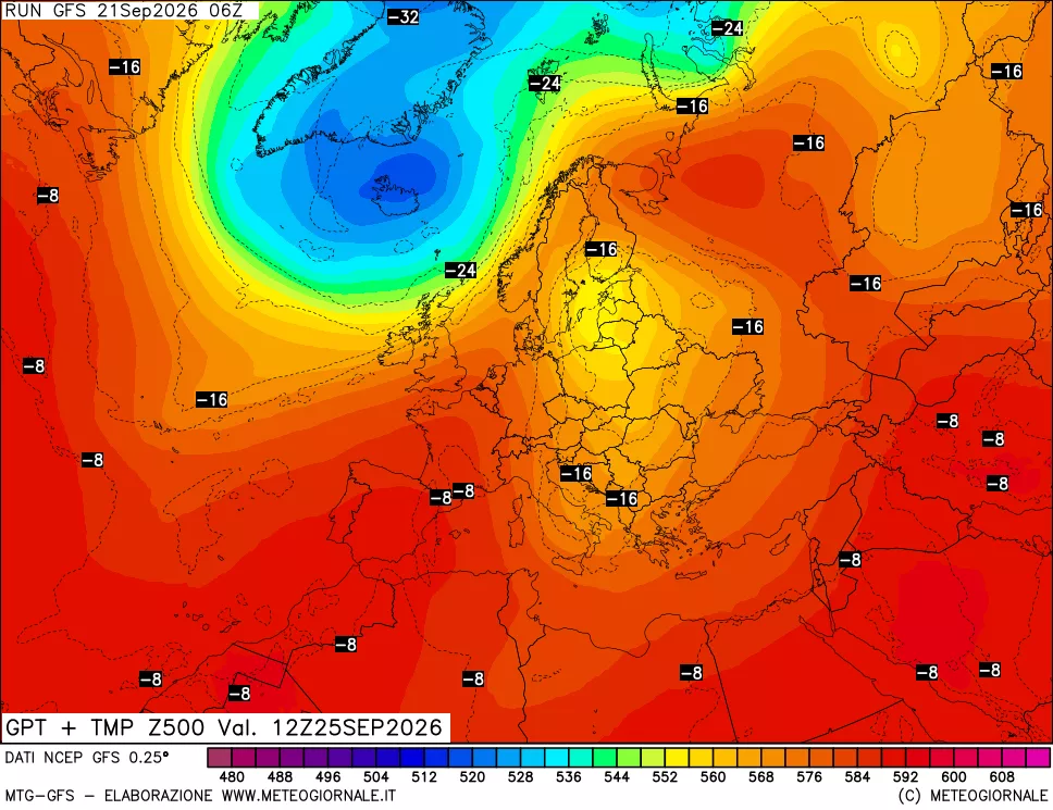 mappa 500 hPa GPT + Temp