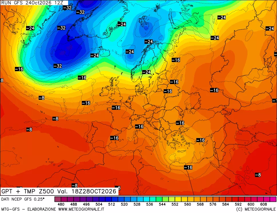 mappa 500 hPa GPT + Temp