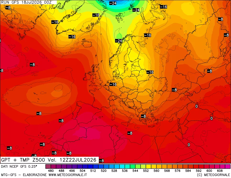 mappa 500 hPa GPT + Temp
