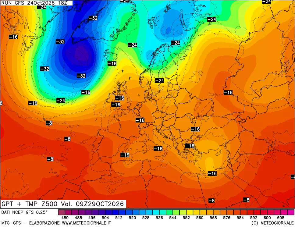mappa 500 hPa GPT + Temp