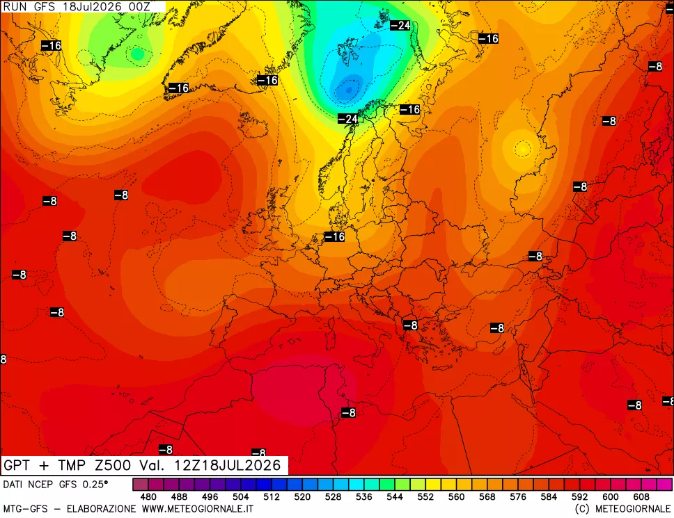 mappa 500 hPa GPT + Temp