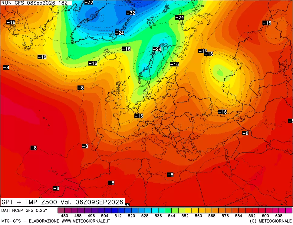 mappa 500 hPa GPT + Temp