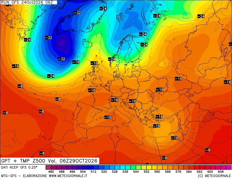 mappa 500 hPa GPT + Temp