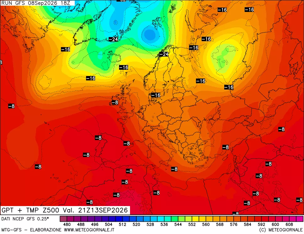 mappa 500 hPa GPT + Temp