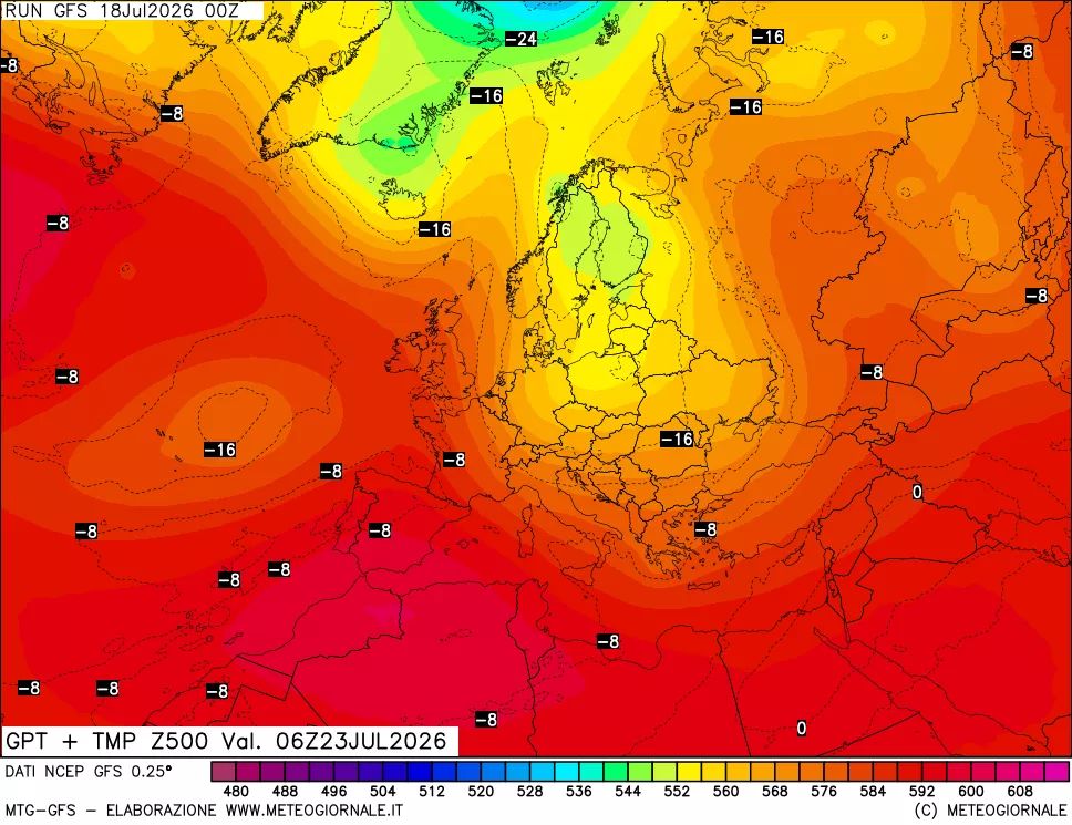 mappa 500 hPa GPT + Temp