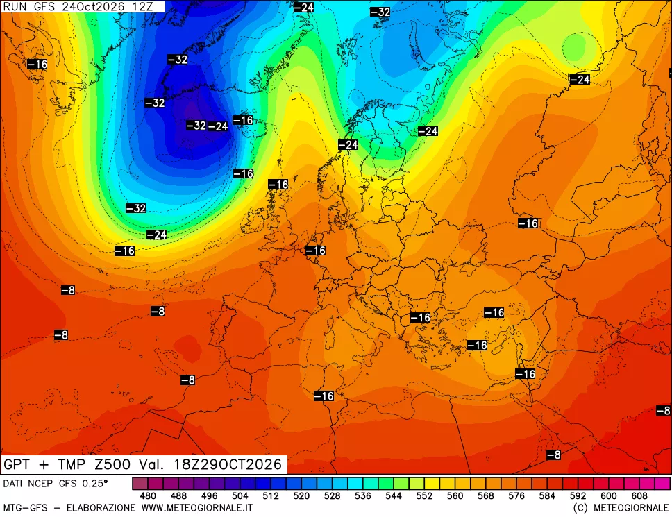 mappa 500 hPa GPT + Temp