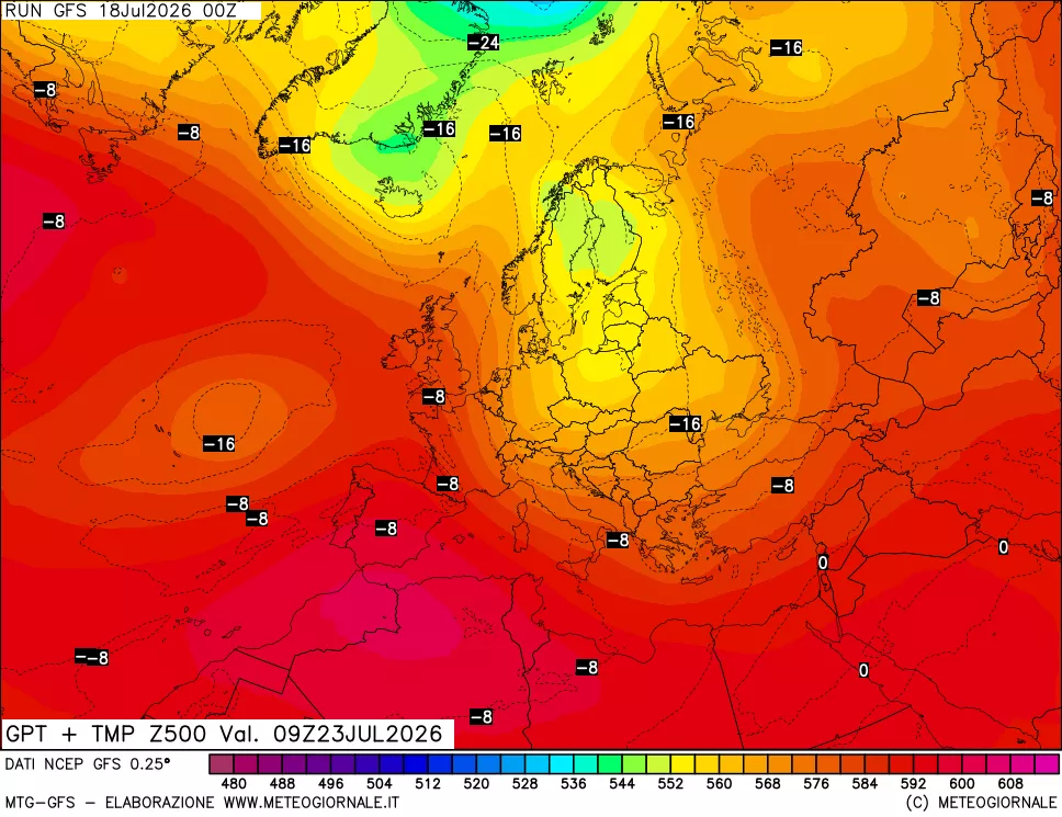 mappa 500 hPa GPT + Temp