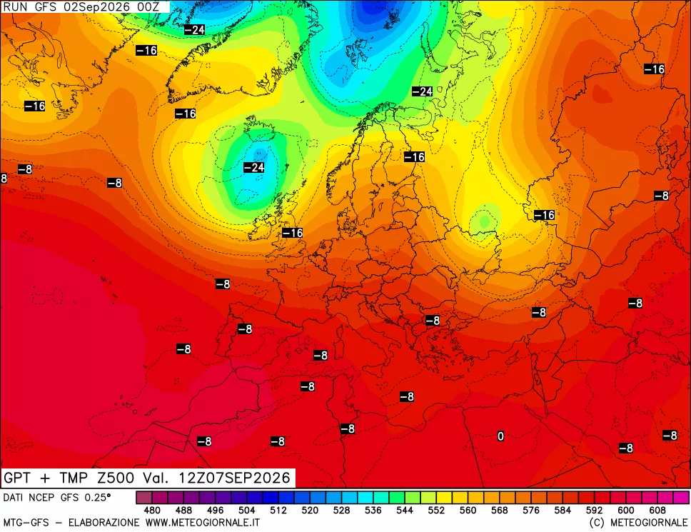 mappa 500 hPa GPT + Temp