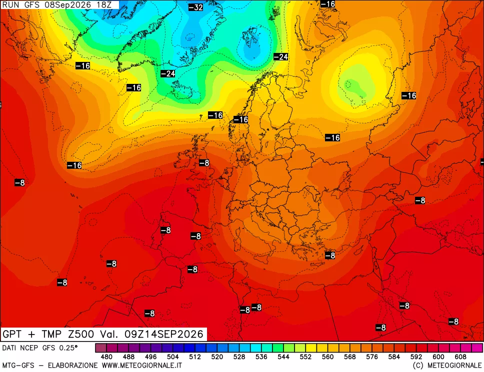 mappa 500 hPa GPT + Temp