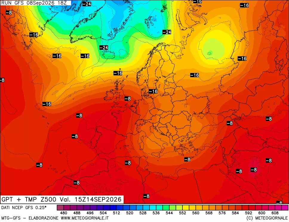 mappa 500 hPa GPT + Temp