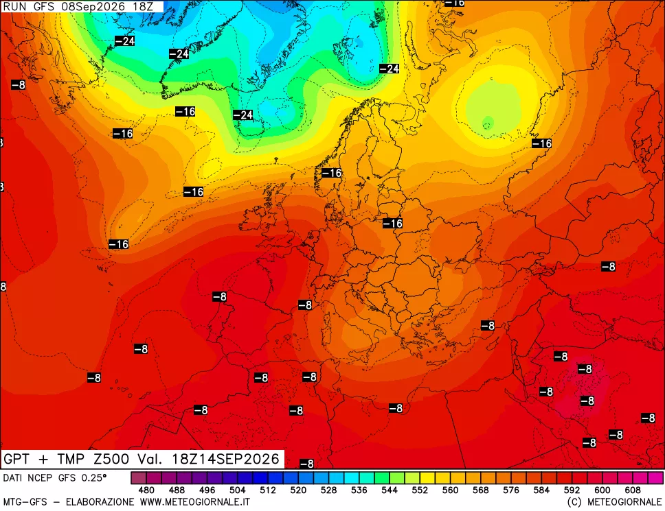 mappa 500 hPa GPT + Temp