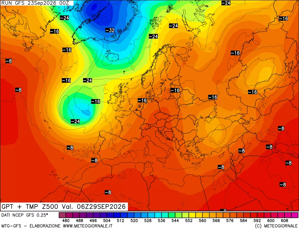 mappa 500 hPa GPT + Temp
