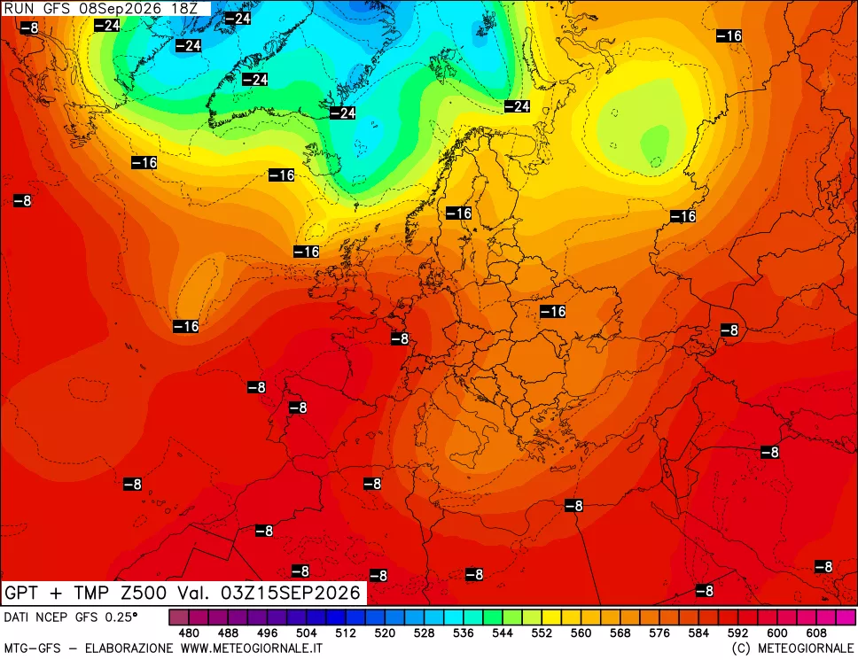 mappa 500 hPa GPT + Temp