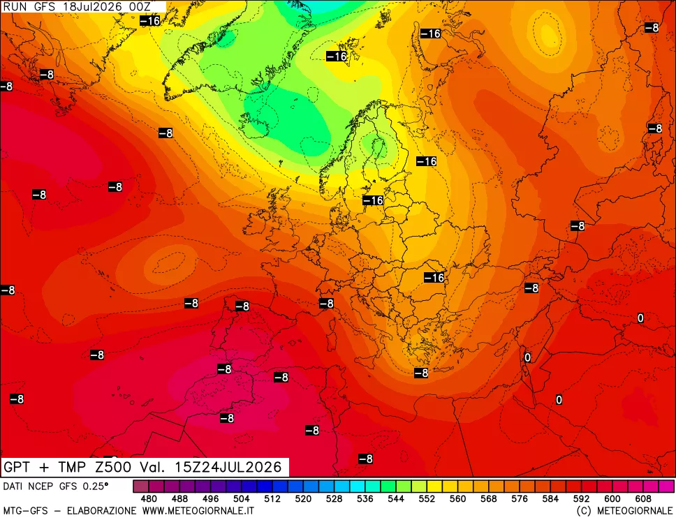 mappa 500 hPa GPT + Temp