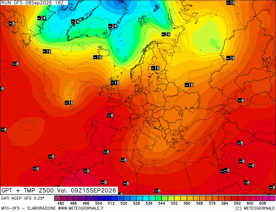 mappa 500 hPa GPT + Temp