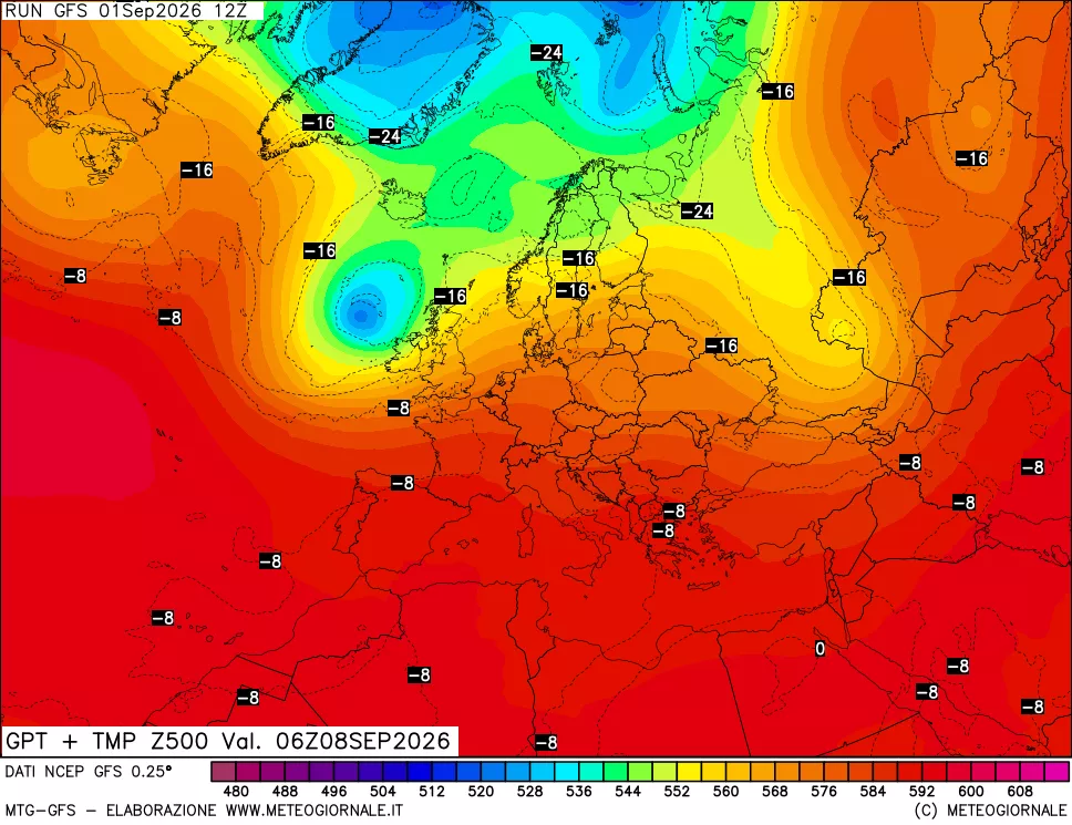 mappa 500 hPa GPT + Temp