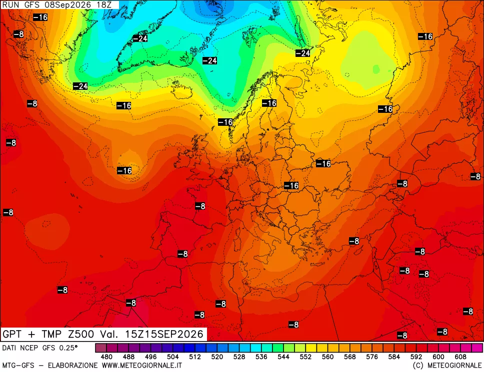 mappa 500 hPa GPT + Temp