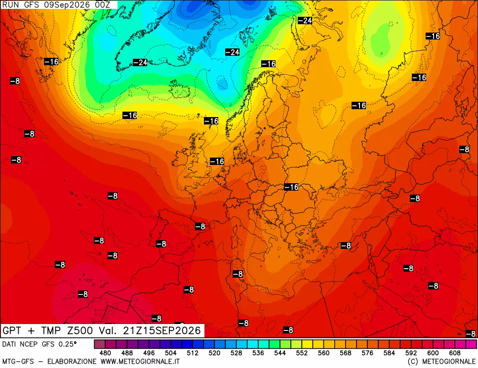 mappa 500 hPa GPT + Temp