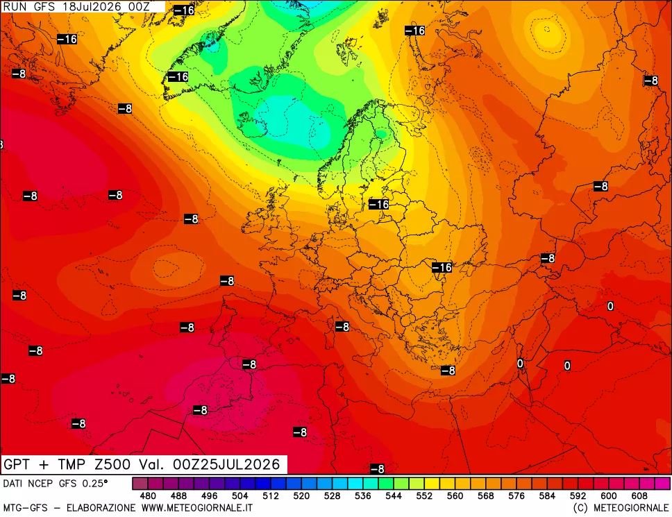 mappa 500 hPa GPT + Temp