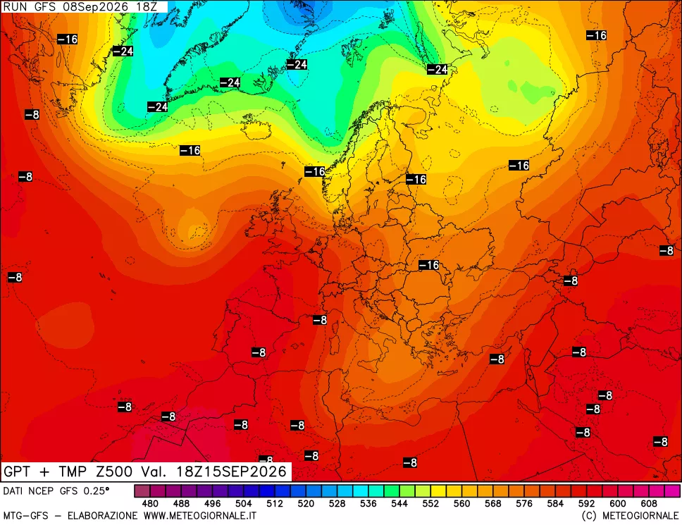 mappa 500 hPa GPT + Temp