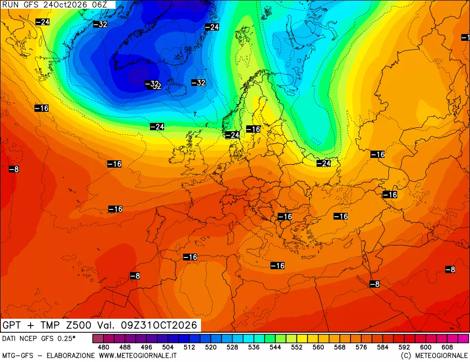 mappa 500 hPa GPT + Temp