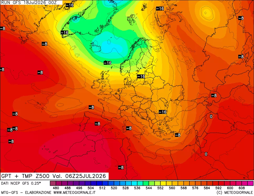 mappa 500 hPa GPT + Temp