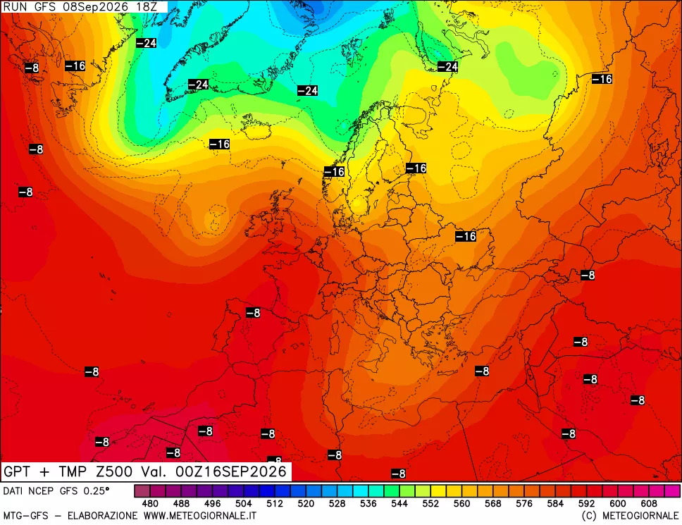 mappa 500 hPa GPT + Temp