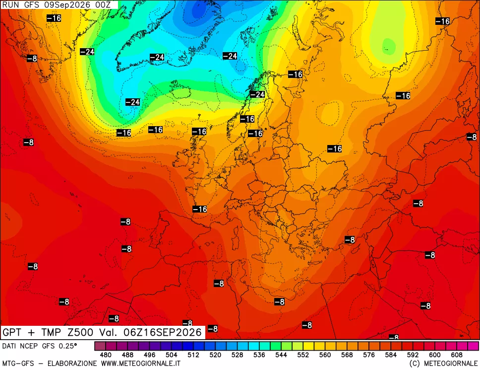 mappa 500 hPa GPT + Temp