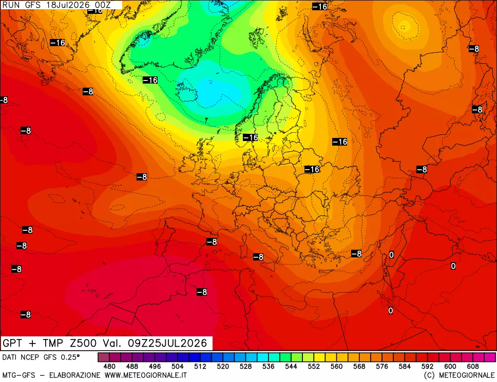 mappa 500 hPa GPT + Temp