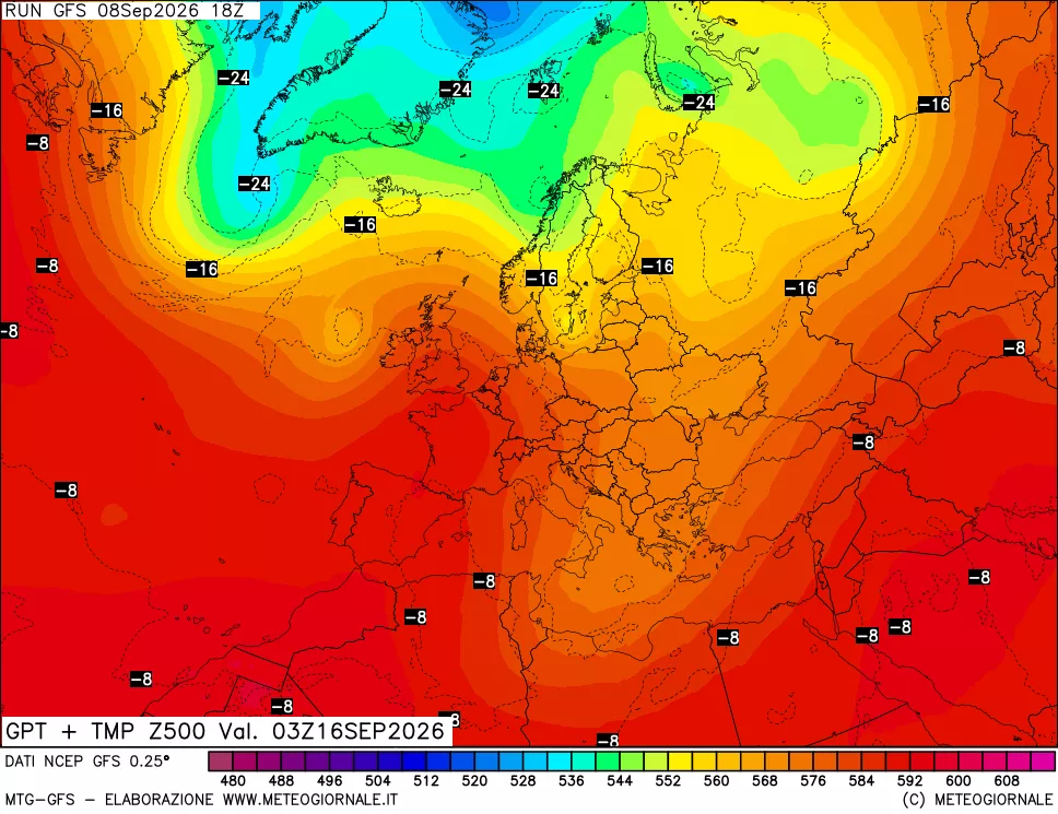 mappa 500 hPa GPT + Temp