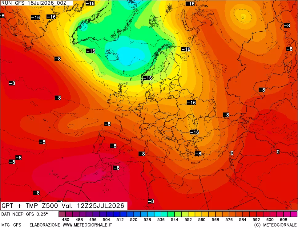 mappa 500 hPa GPT + Temp